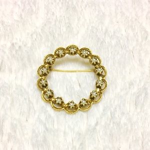 Vintage Gold Tone and Faux Pearl Brooch
